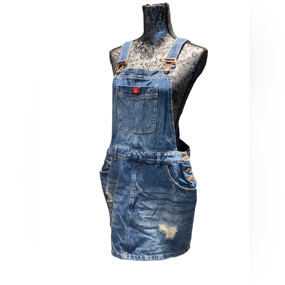 Dickies Women’s Distressed Skirt Overalls, XL
